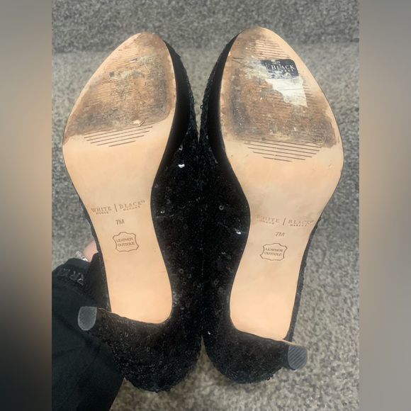 White House Black Market Black Sequin Heels - Picture 5 of 5